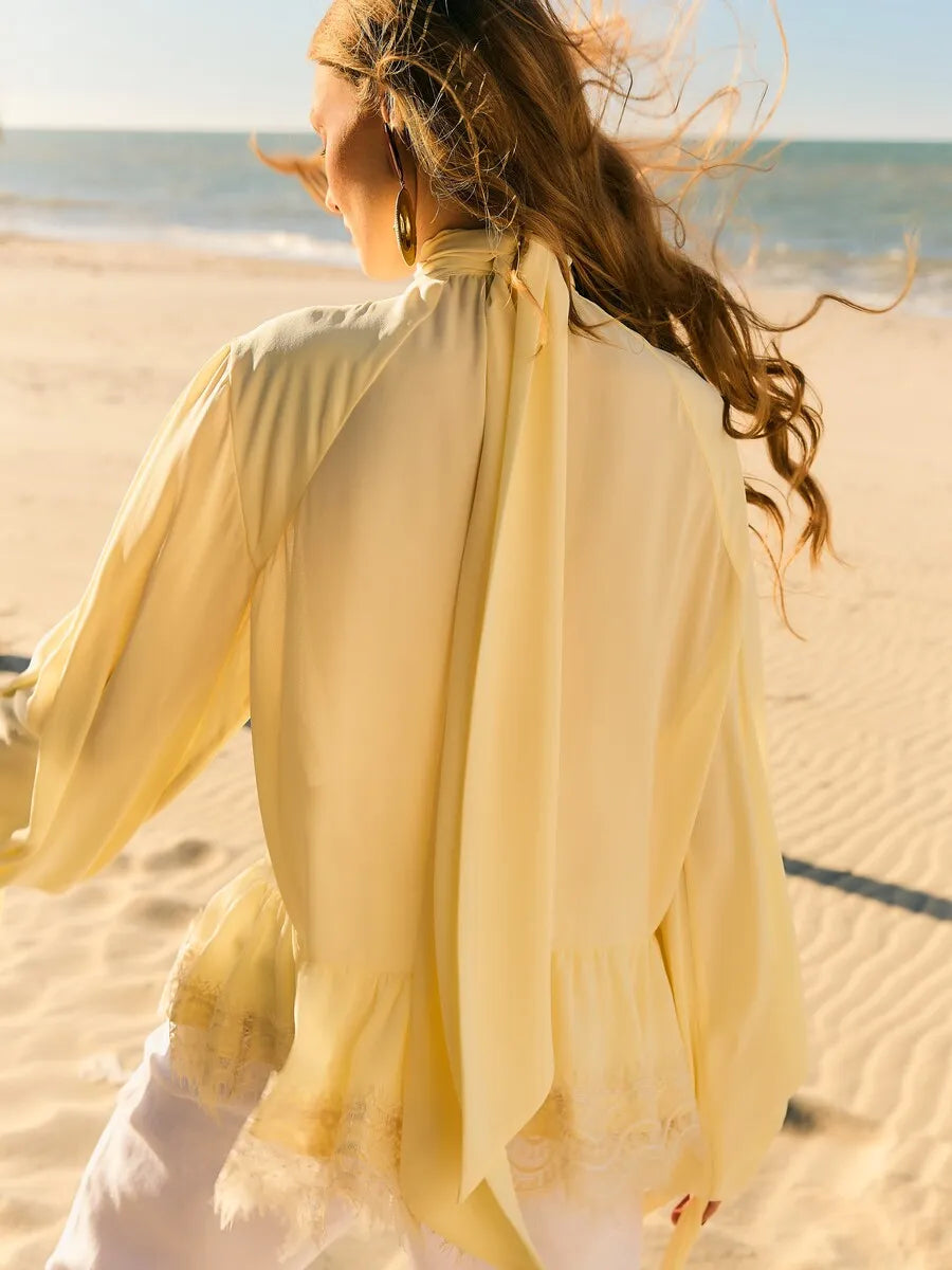 Vanilla Lace Details Blouse