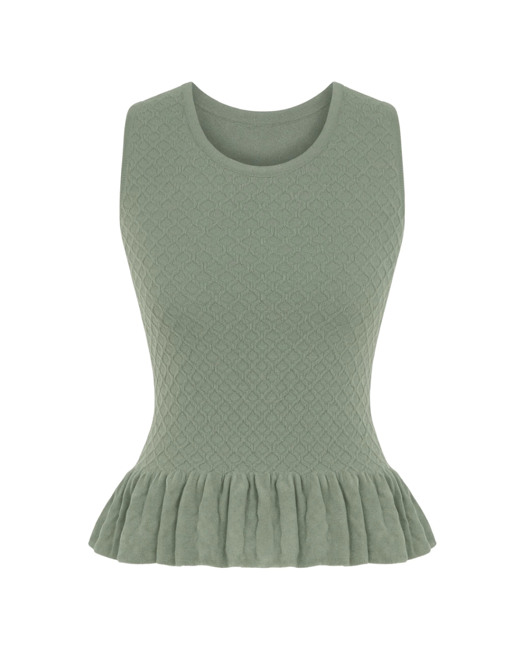 Angelina Peplum Knitted Texture Top Green