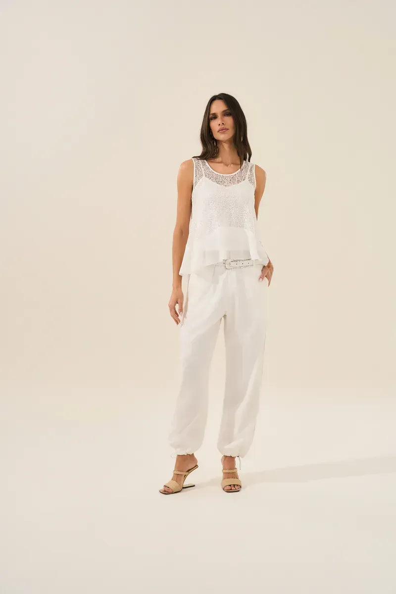 Silky Lyocell Adjustable Hem Pants with Belt