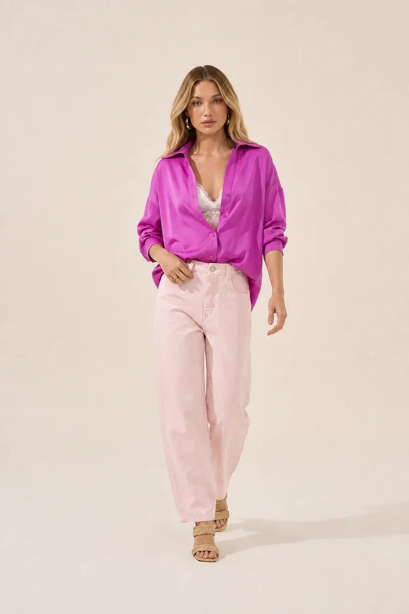 Pink Blush Twill Ballon Pants
