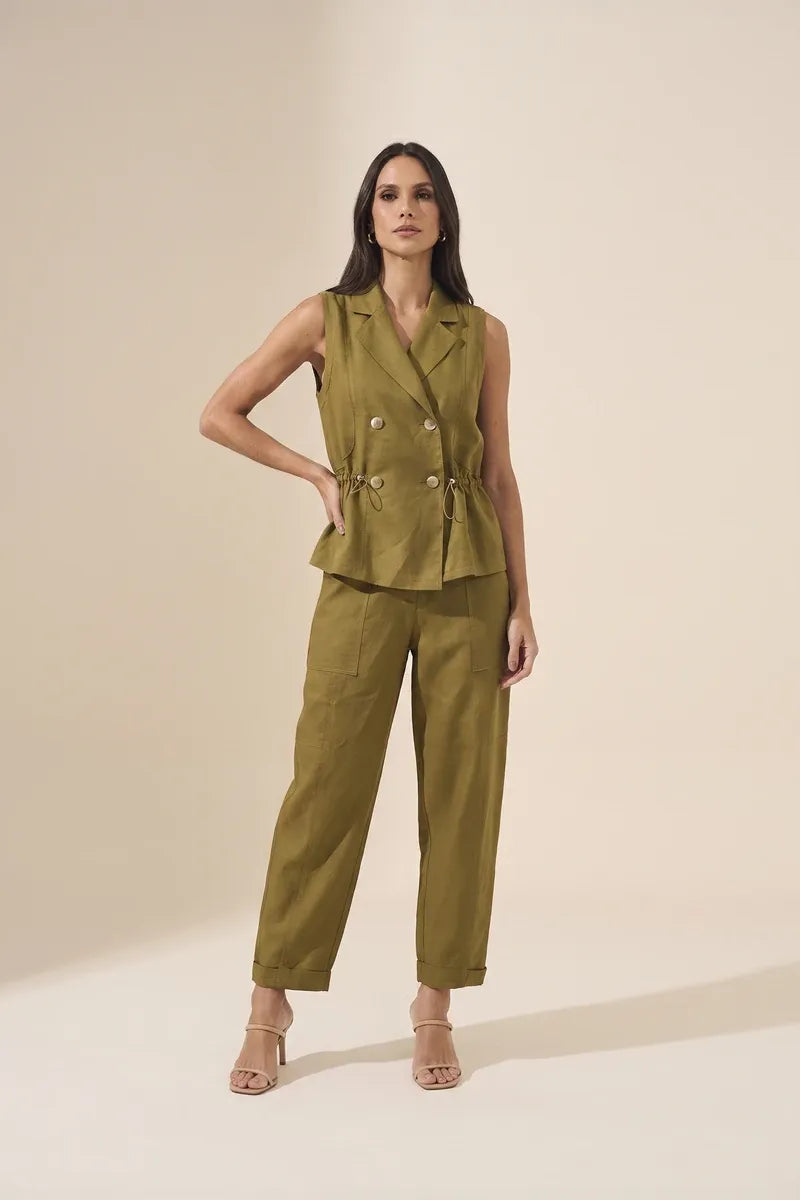 Pure Linen Chic Set Olive