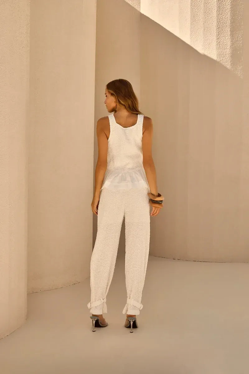 Textured Ties Off White Set