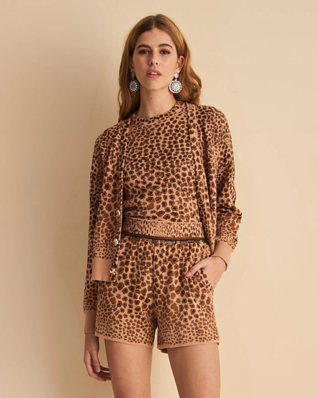Joana Leopard Jacquard Knit Cardigan