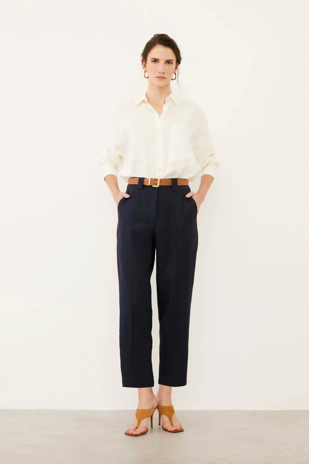Laura Visco Linen Off White Oversized Shirt