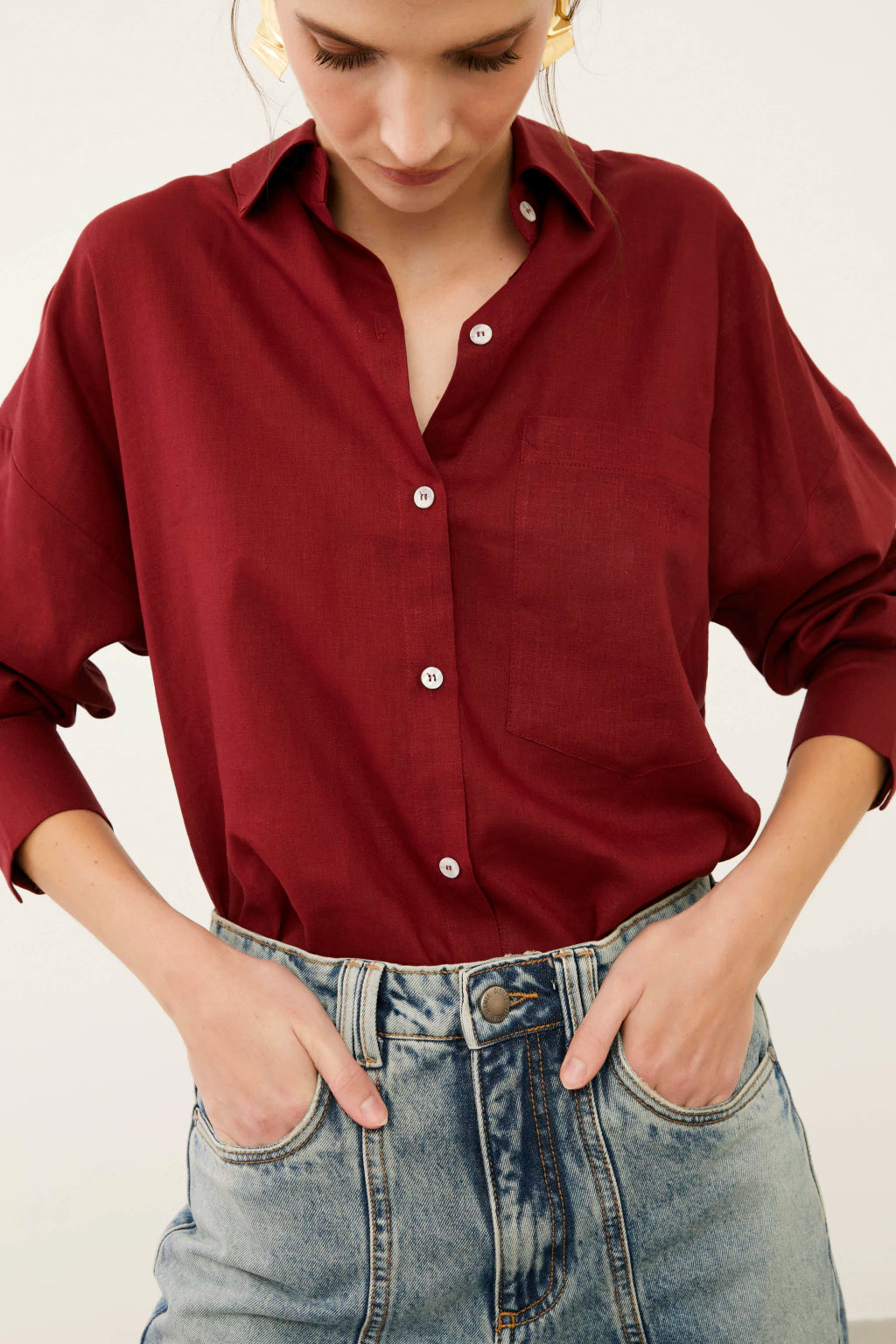 CLM Laura Visco Linen Wine Shirt