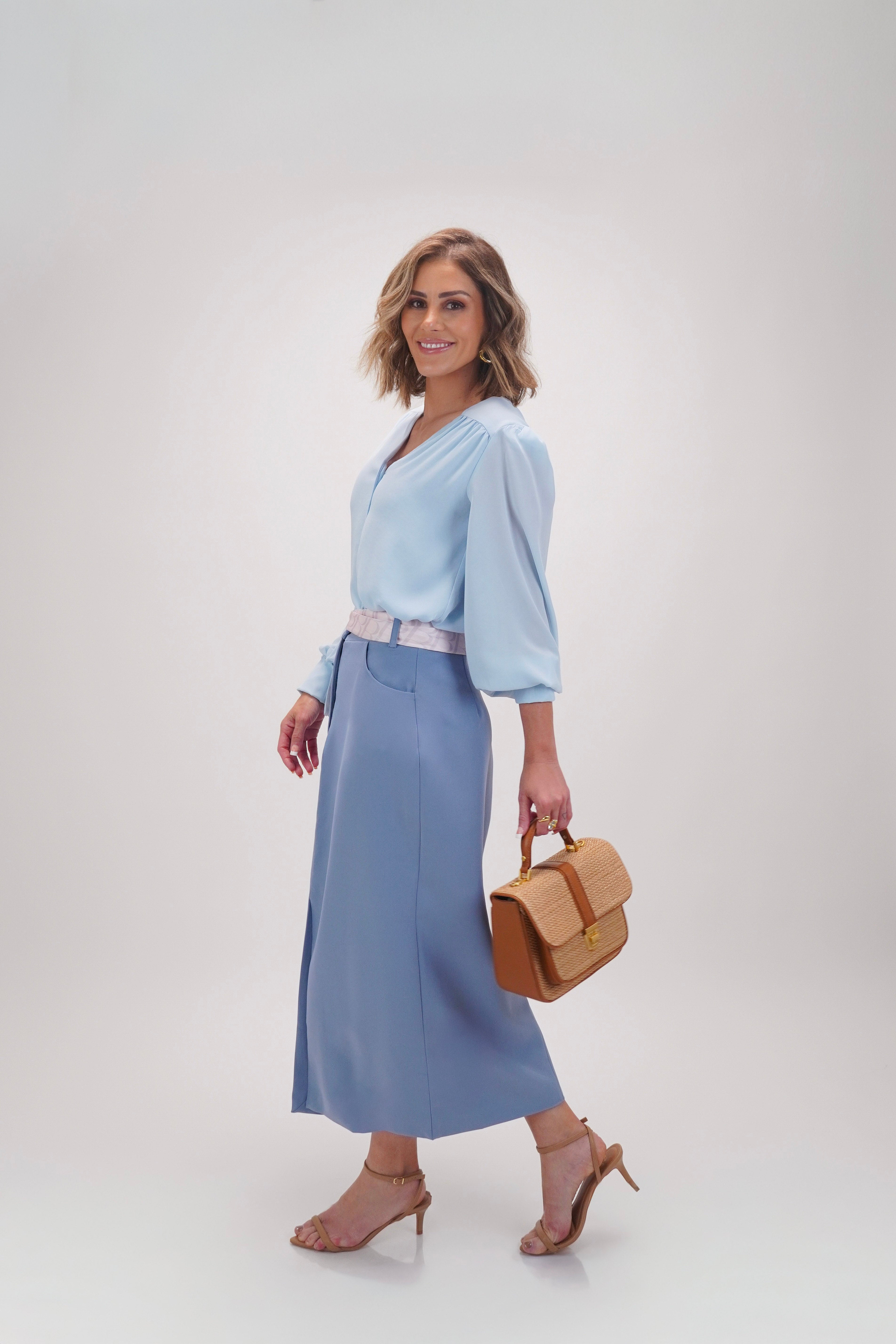 Bossa Blue Denim Midi Skirt