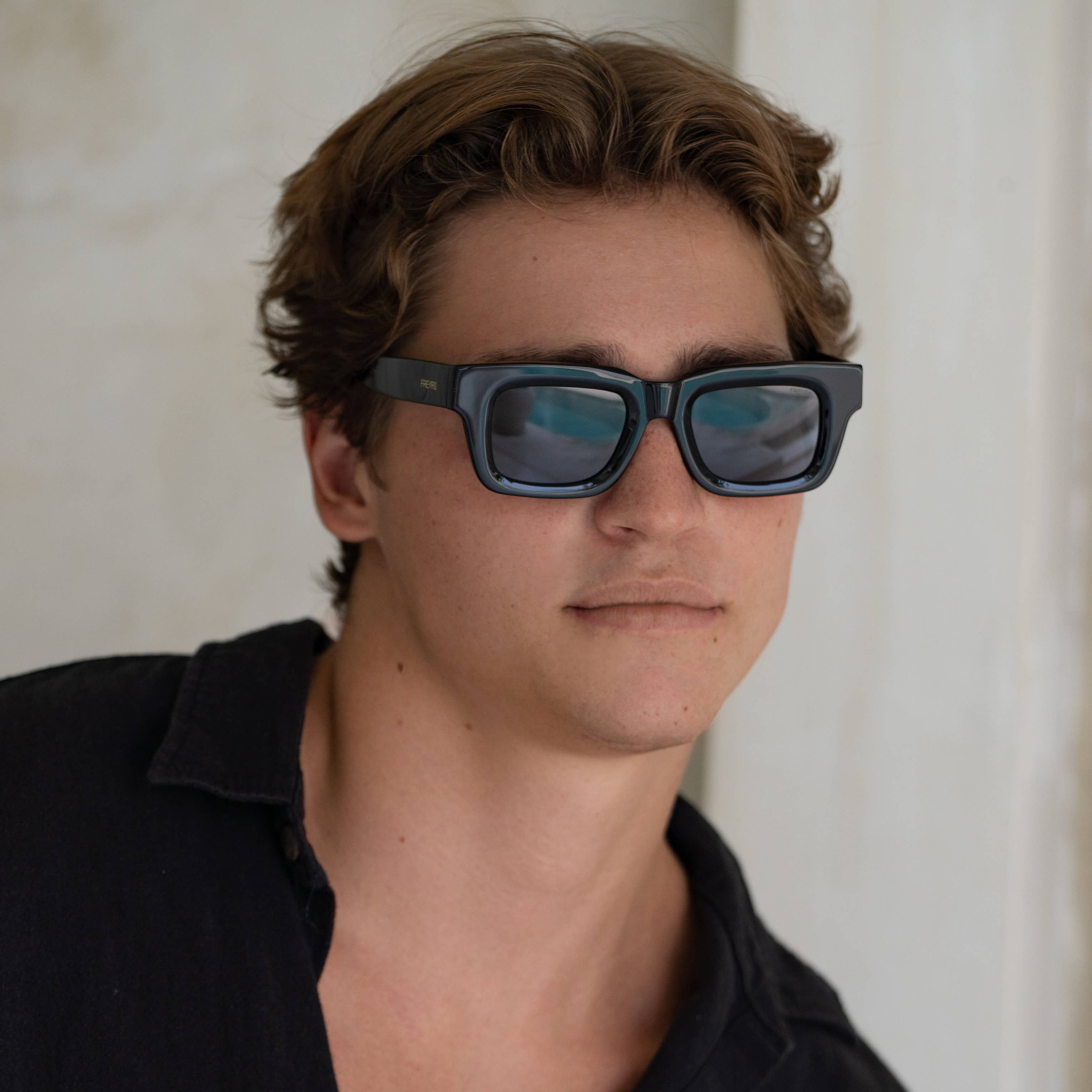 Thomas Acetate Mens Rectangular Sunglasses : Black