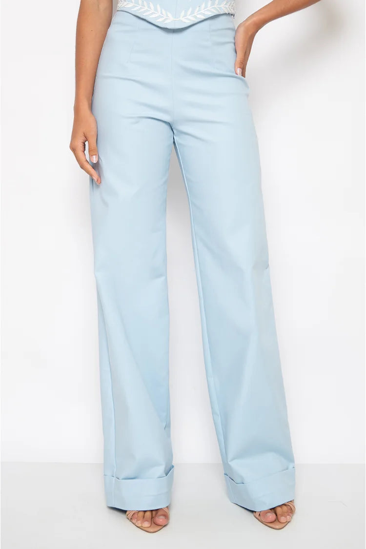Elida Wide Leg Baby Blue Trousers