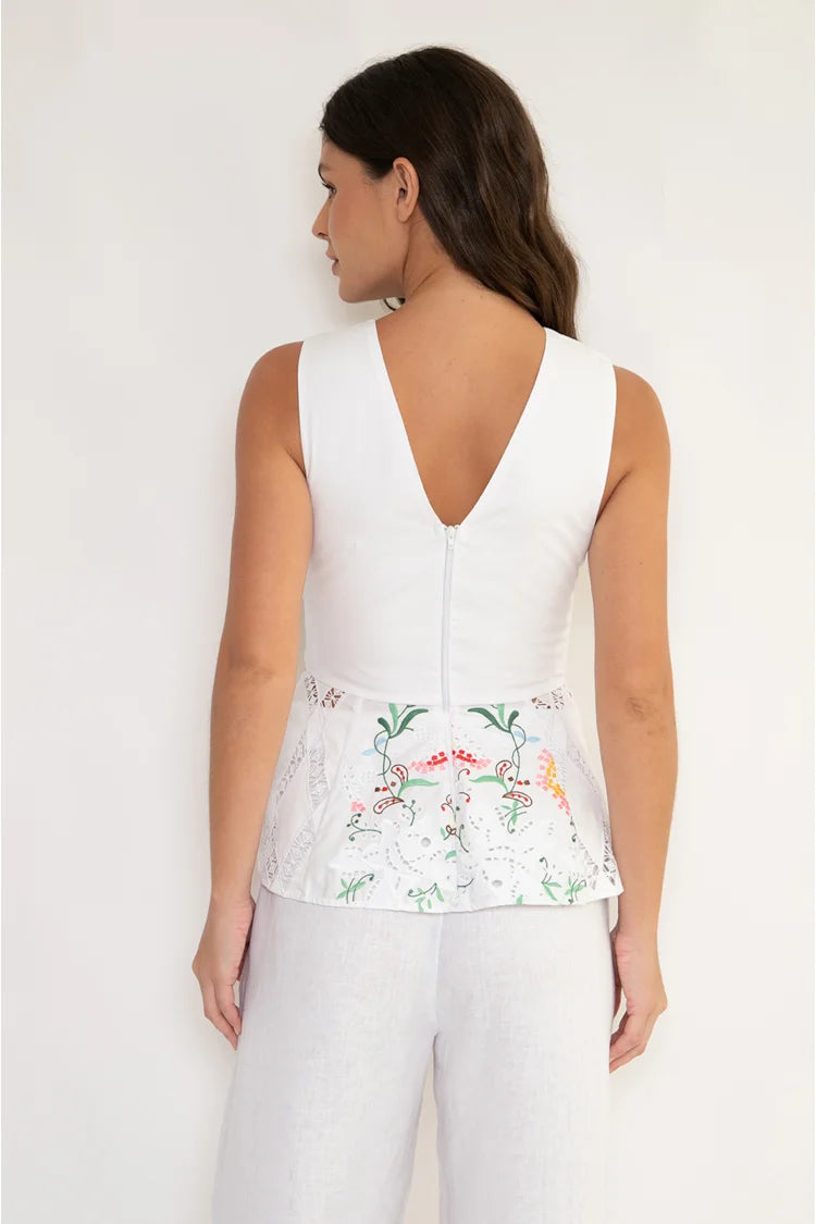 Lorena Peplum Embroidered Top