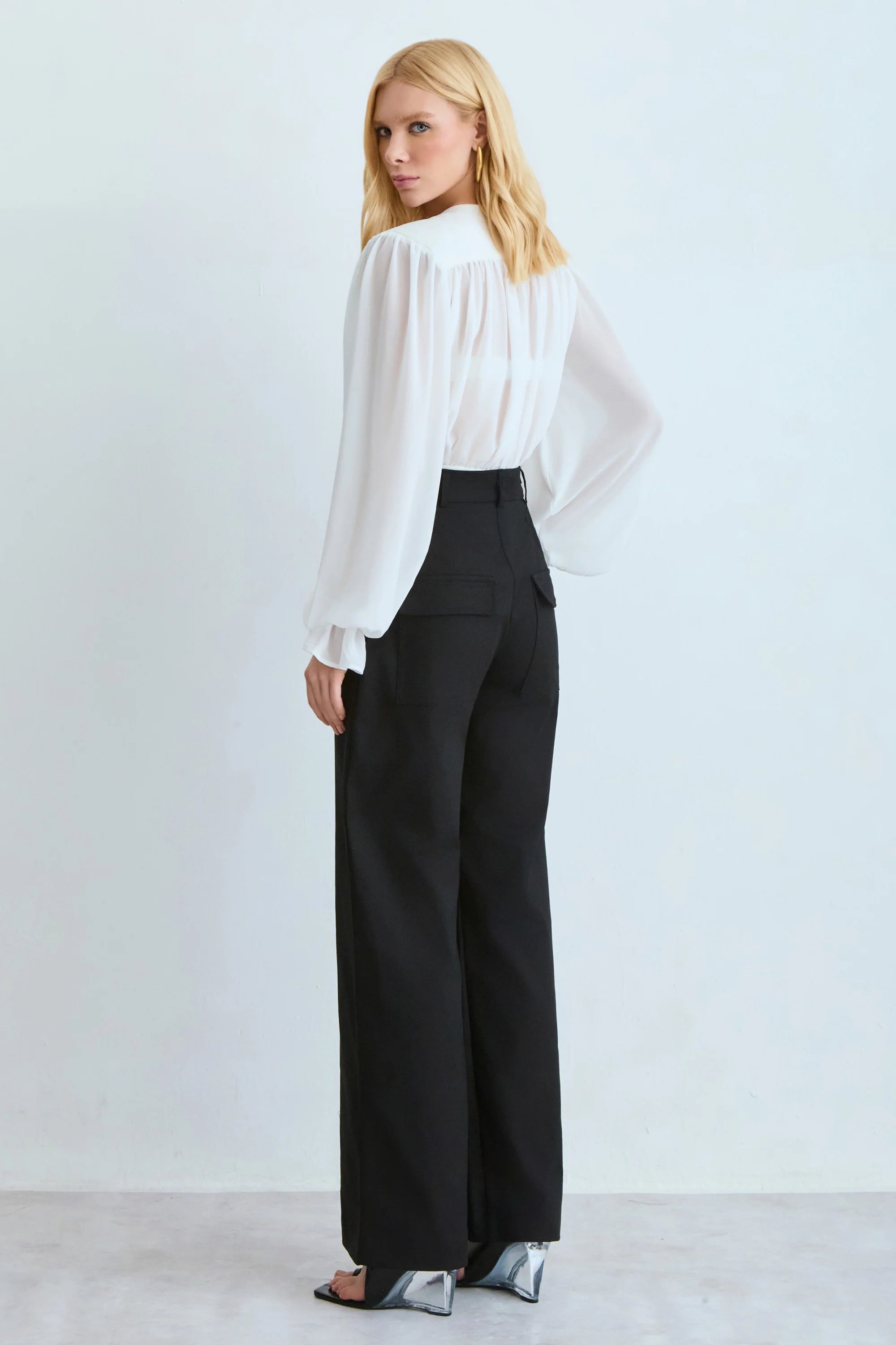 Black Compact Cotton Trousers