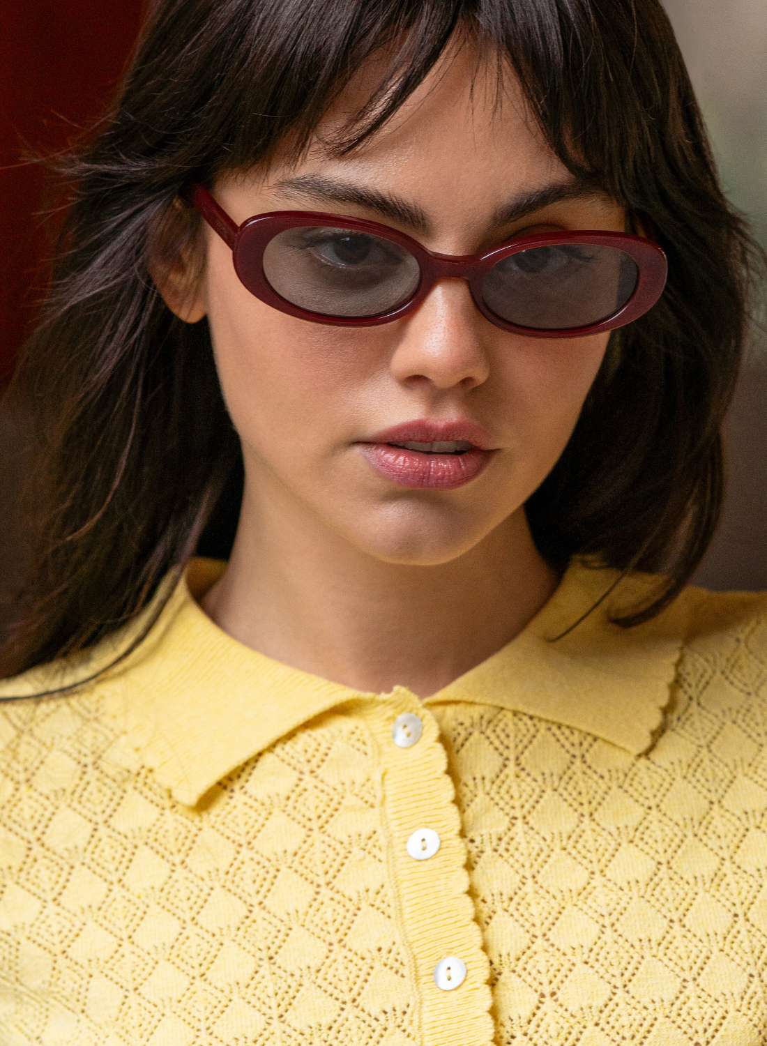 Mimi Acetate Oval Sunglasses : Burgundy