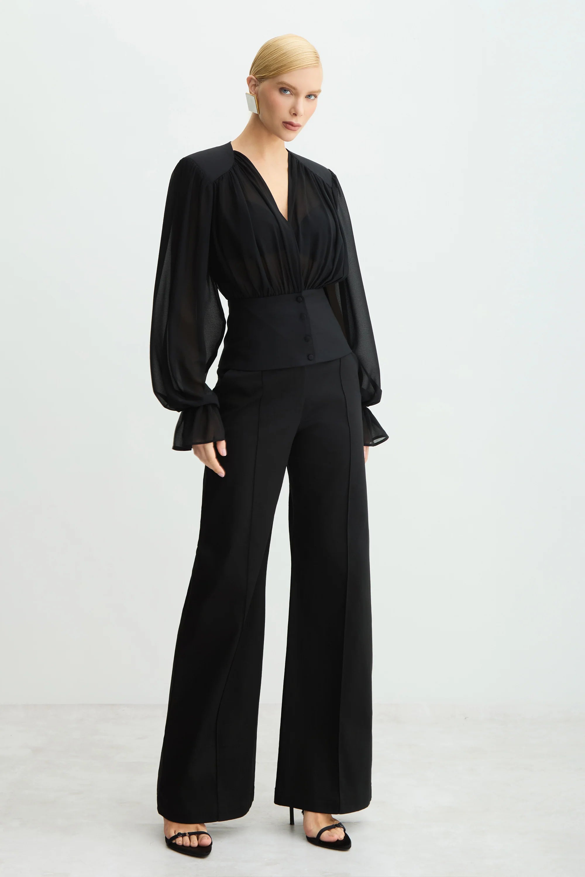 Black Compact Cotton Trousers