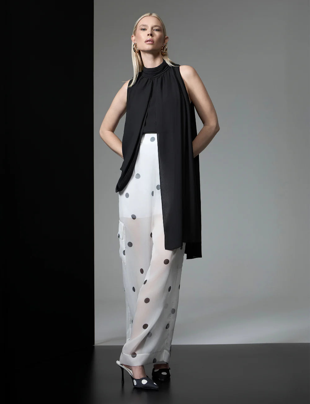 Sleeveless Cape Blouse