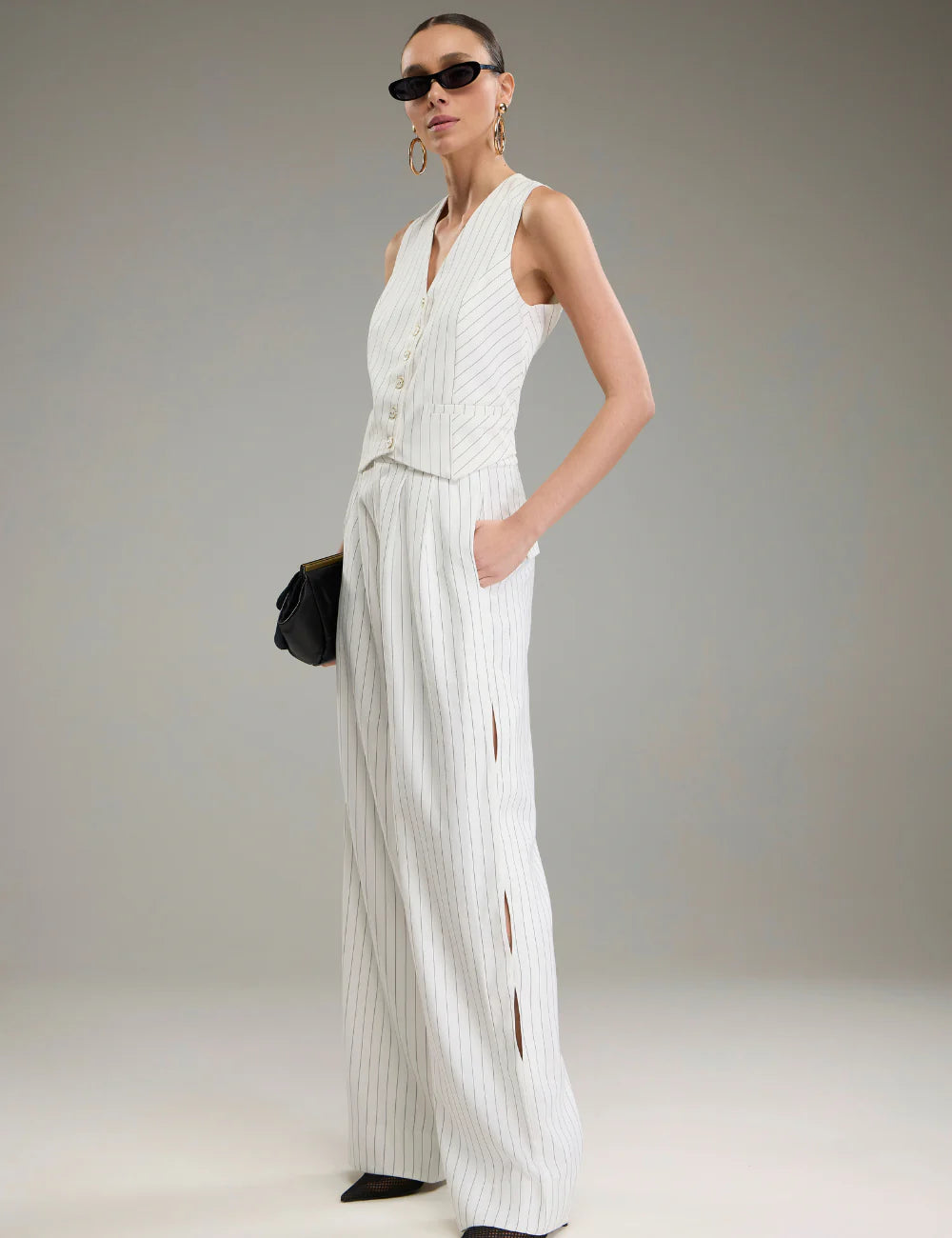 Off-white Striped Set is Made of Viscose