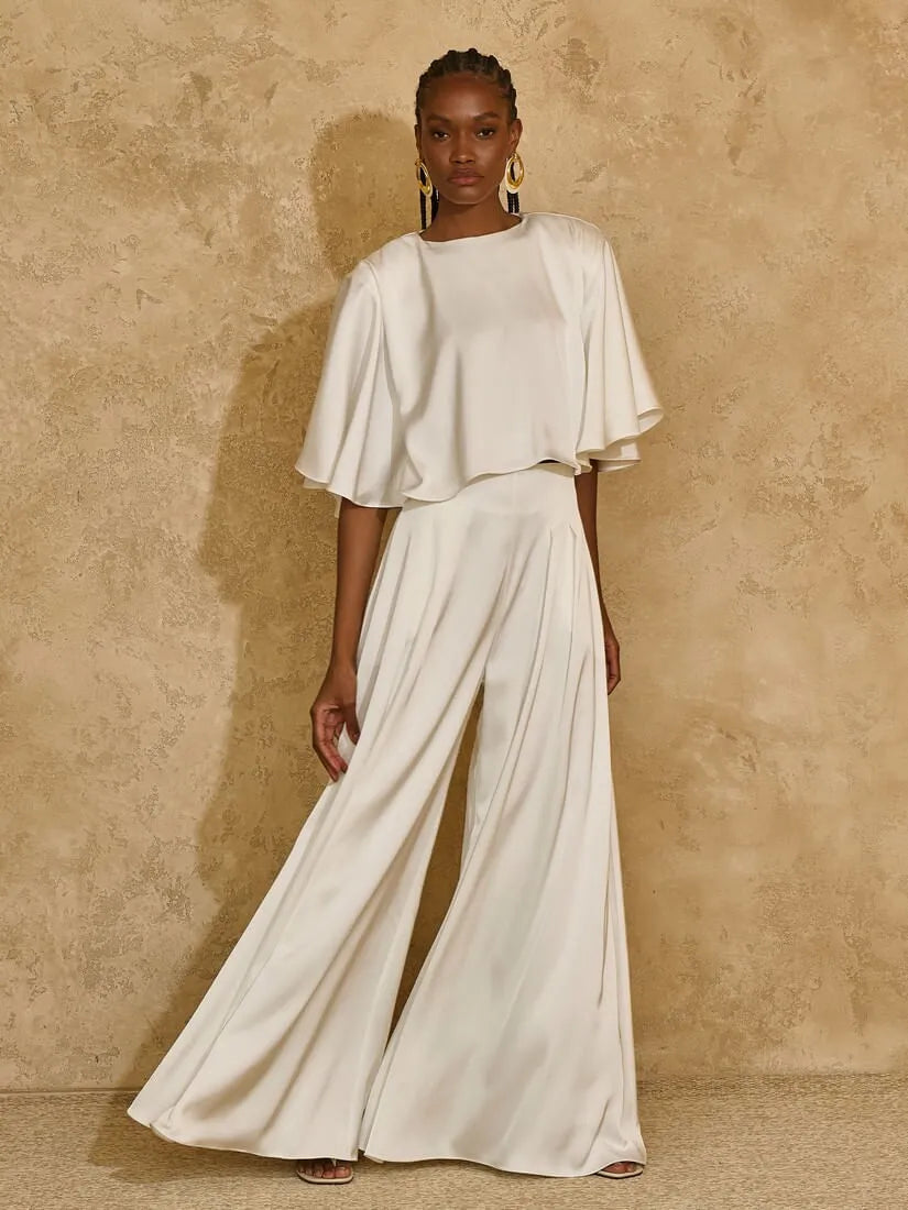 Collab Carol Bassi Off White Satin Set