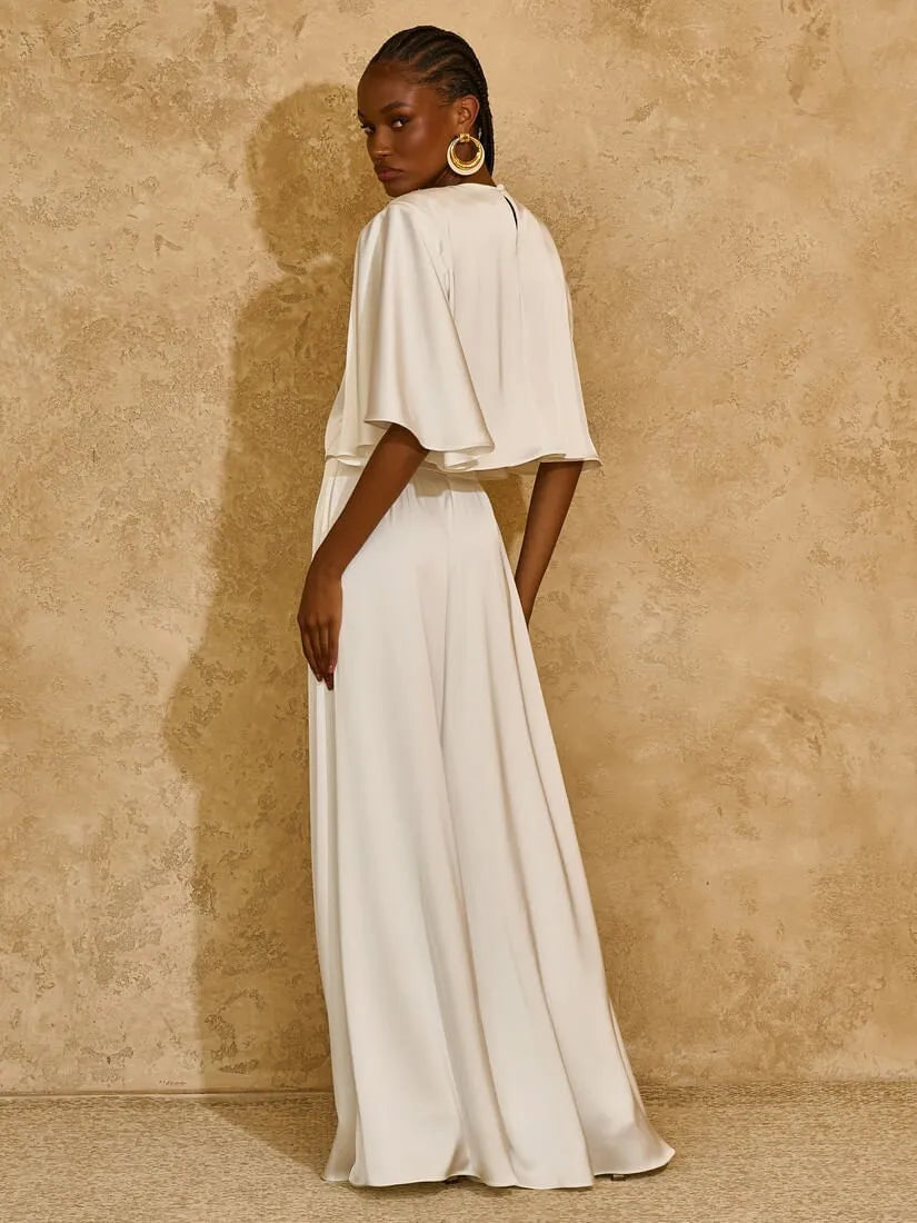 Collab Carol Bassi Off White Satin Set