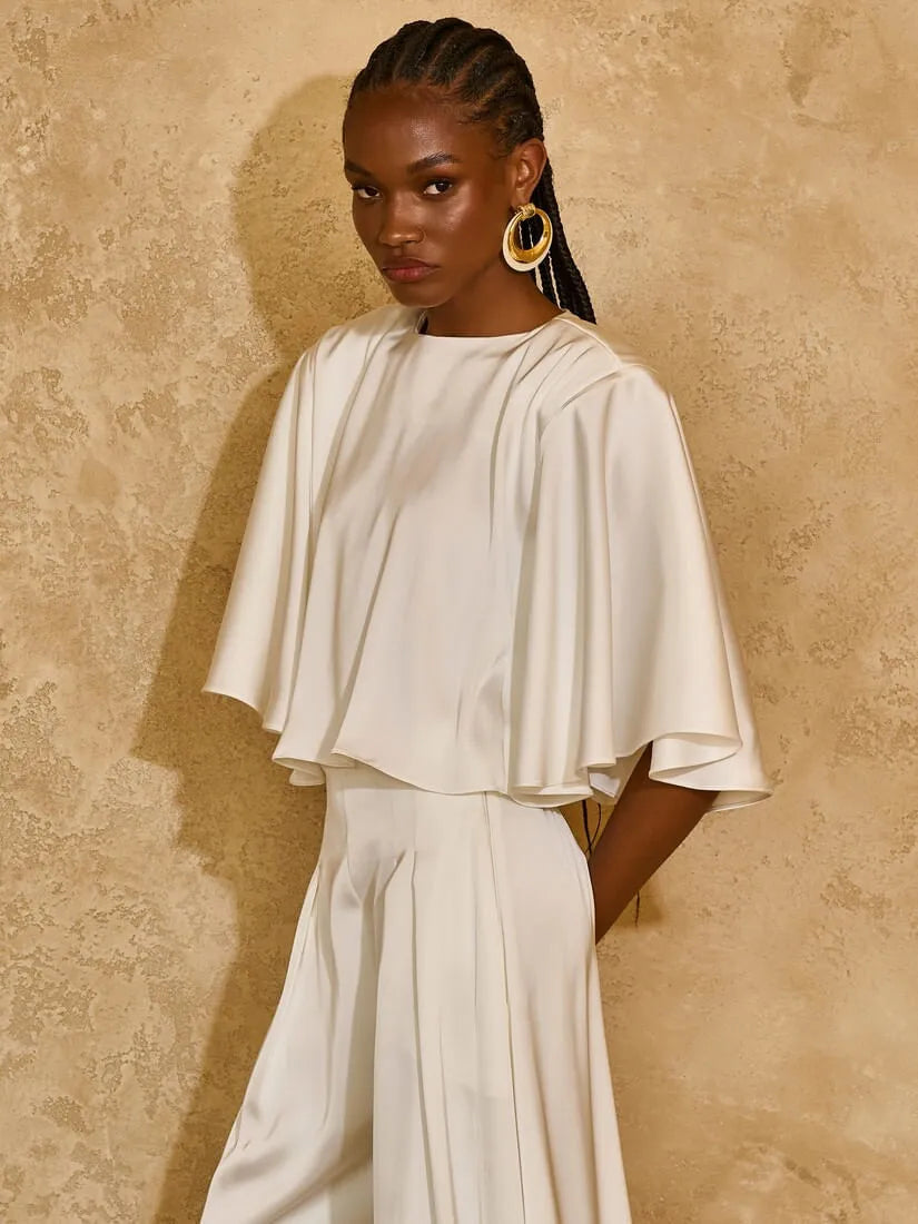 Collab Carol Bassi Off White Satin Set