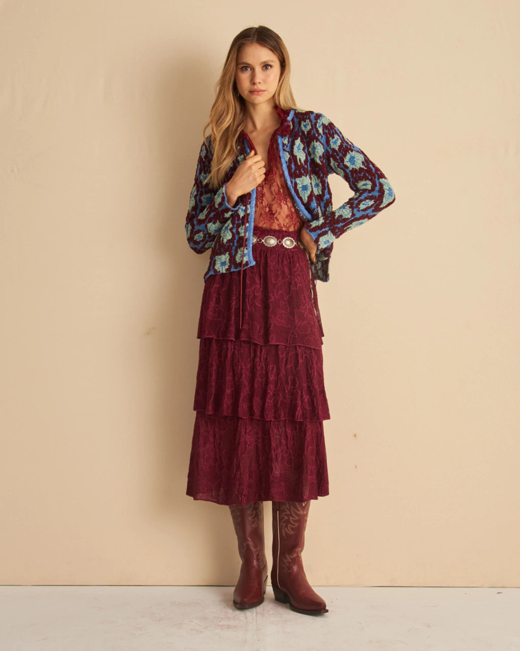 Floral Jacquard Cardigan