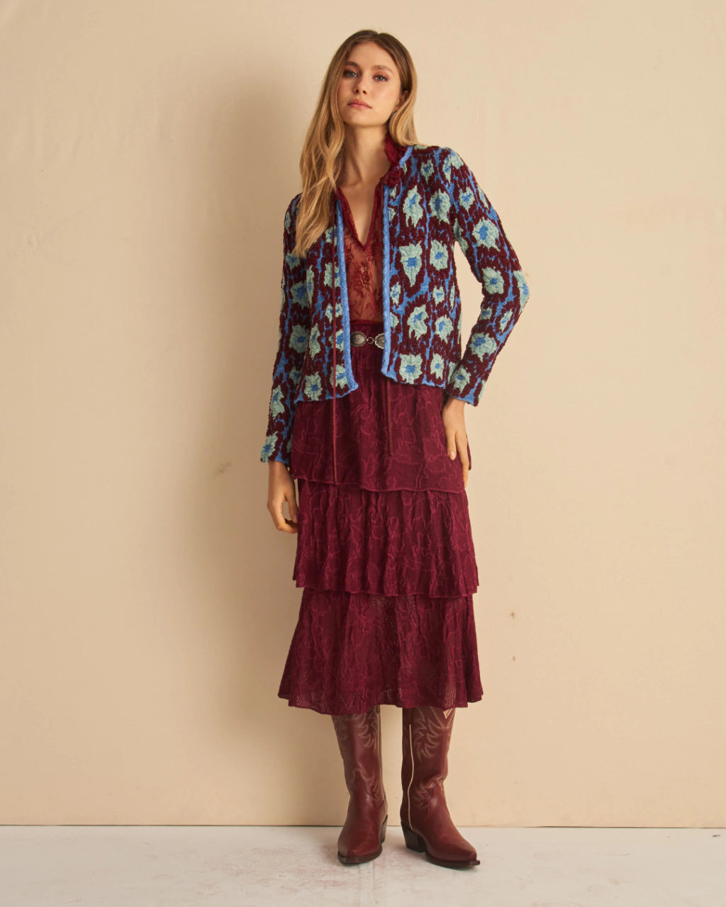 Floral Jacquard Cardigan