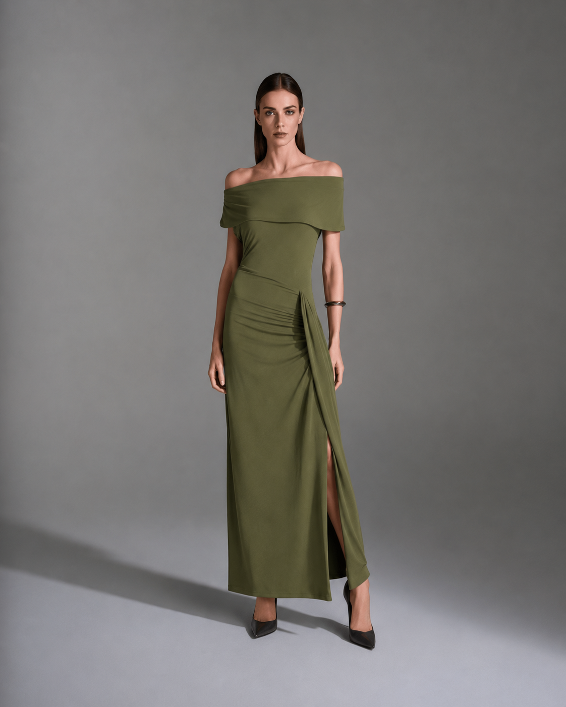 Military Green Jersey Dress