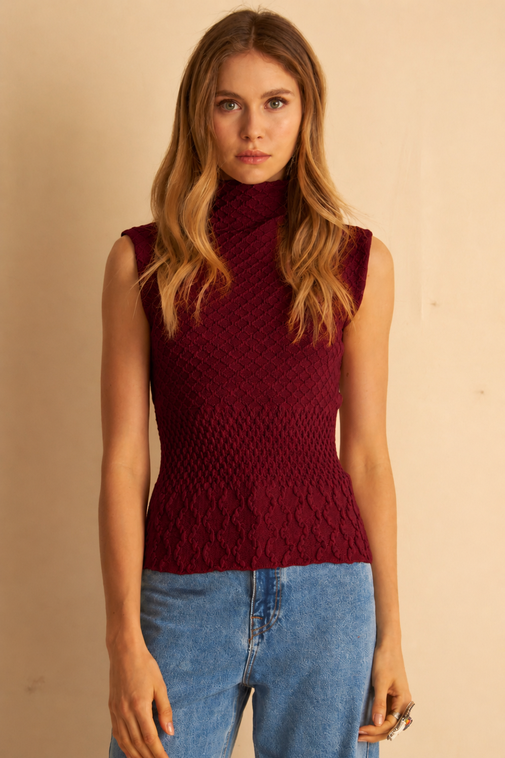 CCP Alessandra Textured Blouse Wine