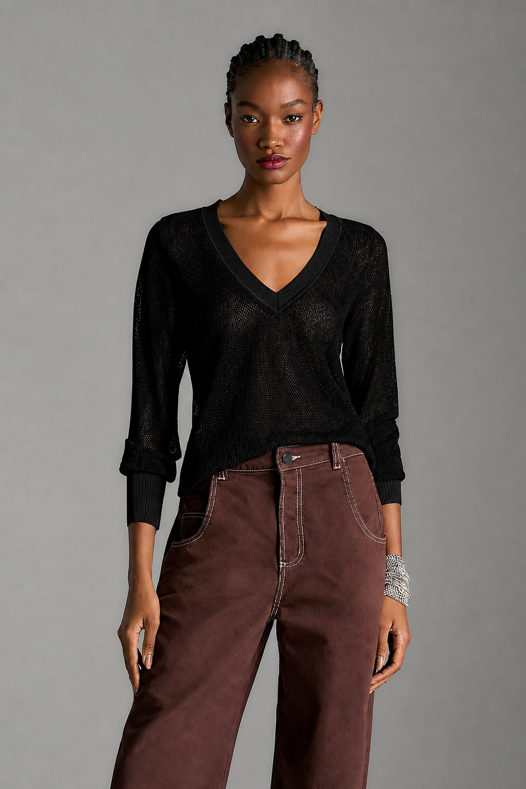 SKU Long Sleeve Blouse Lightweight Black