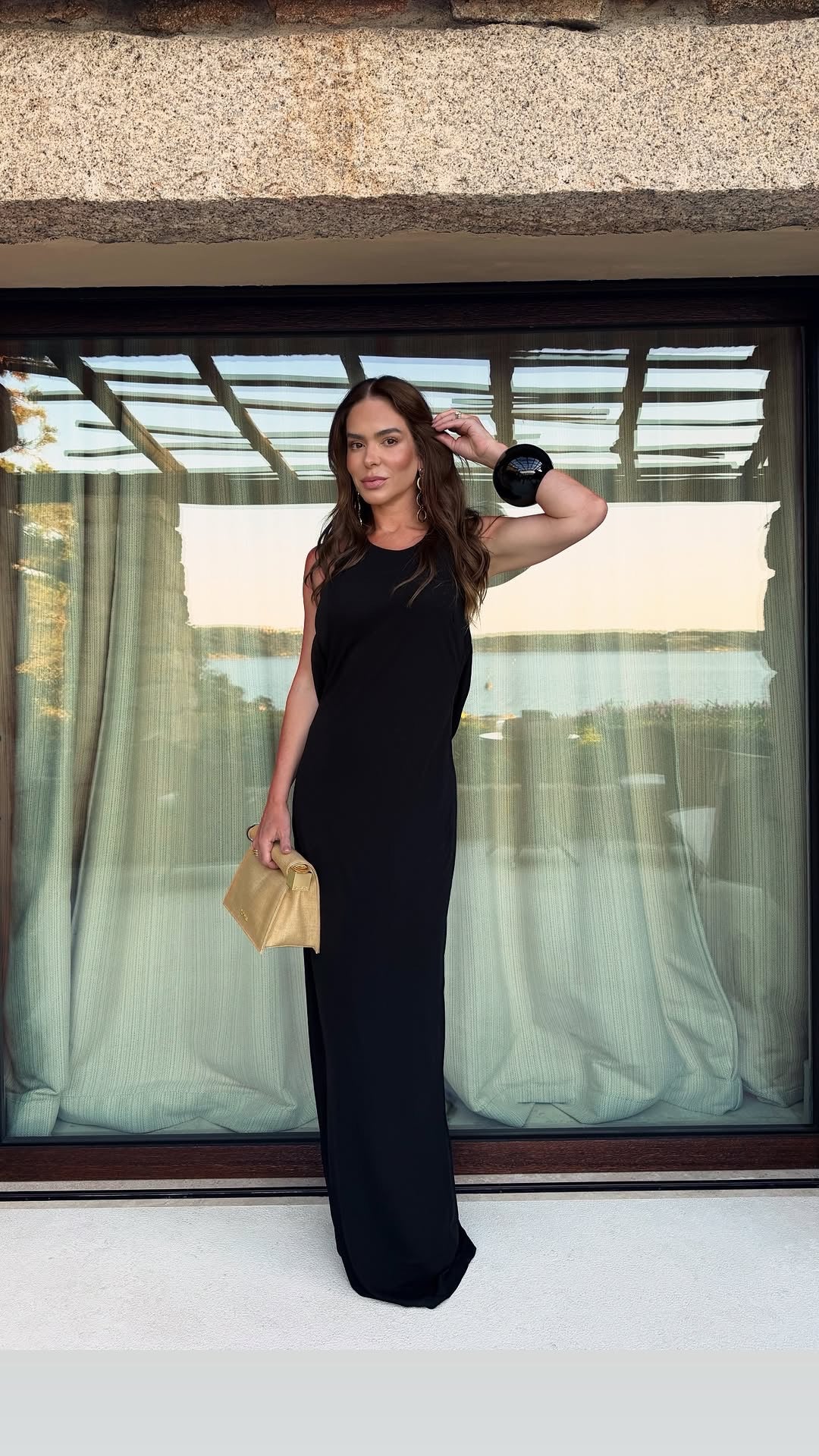 Black Maxi Dress with Knot-Detail