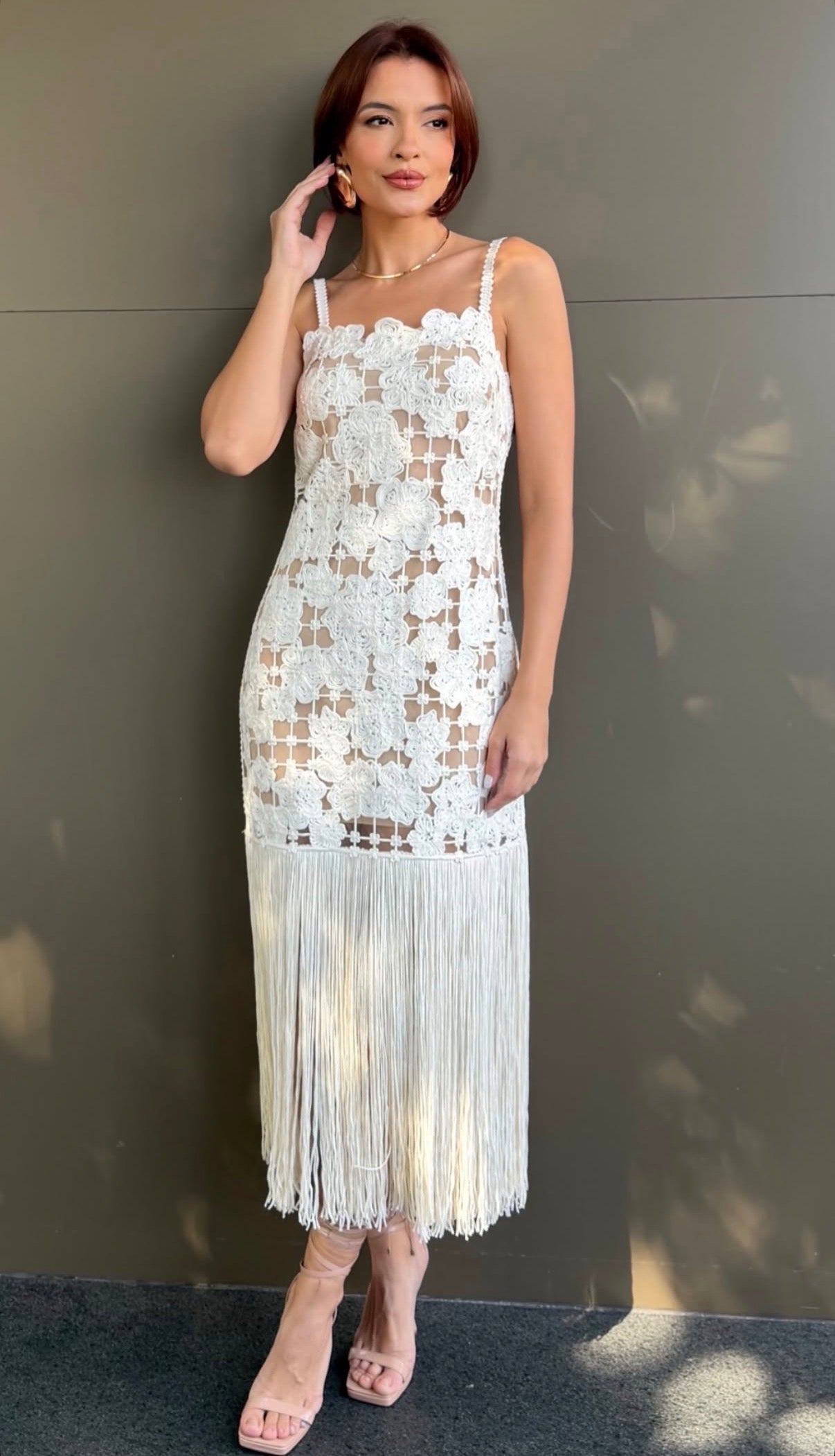 Hand-made Midi Dress with Fringe