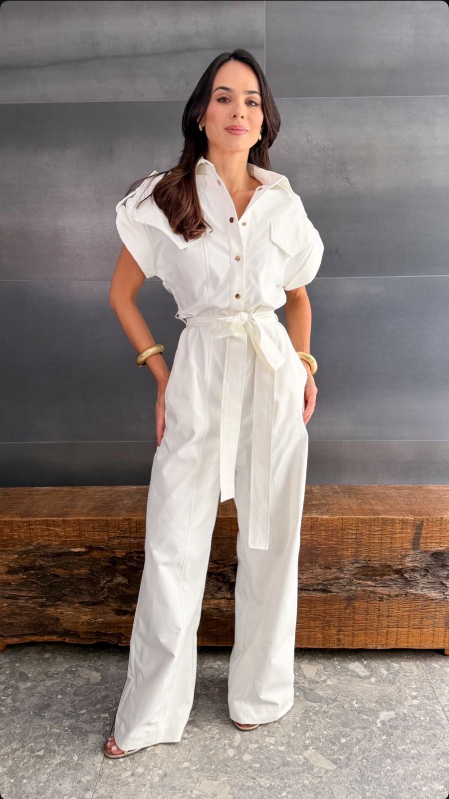 Cargo Utility Jumpsuit White