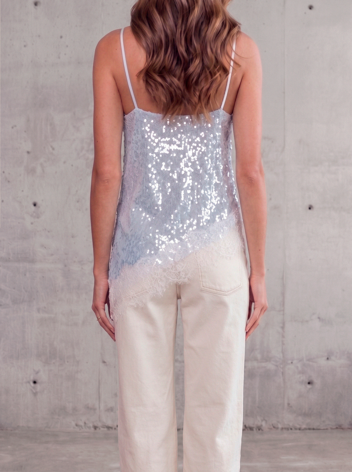 Light Blue Sequin Tank Top
