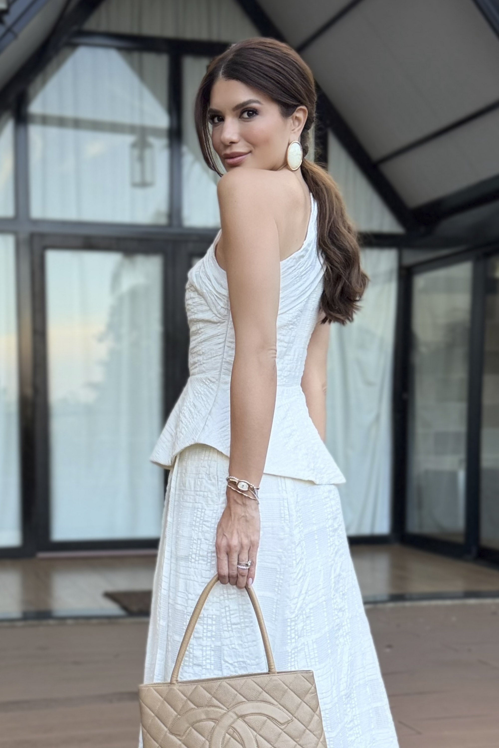 Solar Plaid Summer One Shoulder Set
