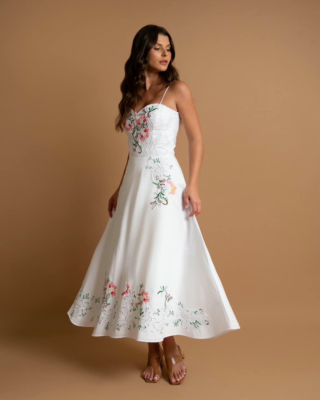 Beta Embroidered Midi Dress