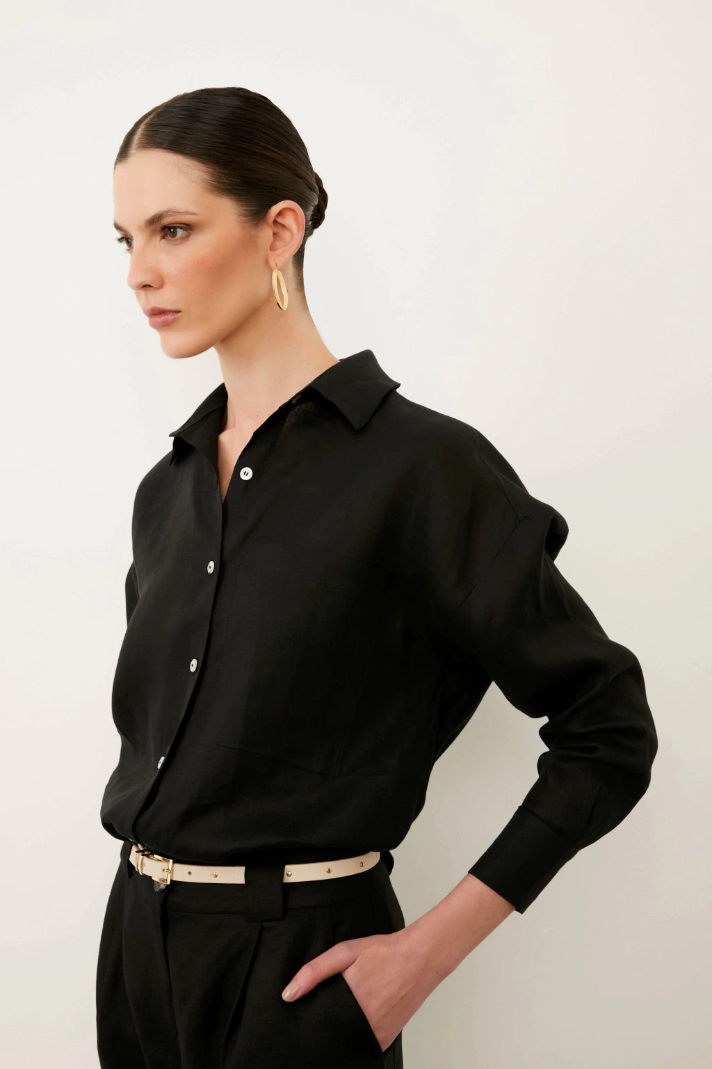 CLM Chloe Linen Shirt Black