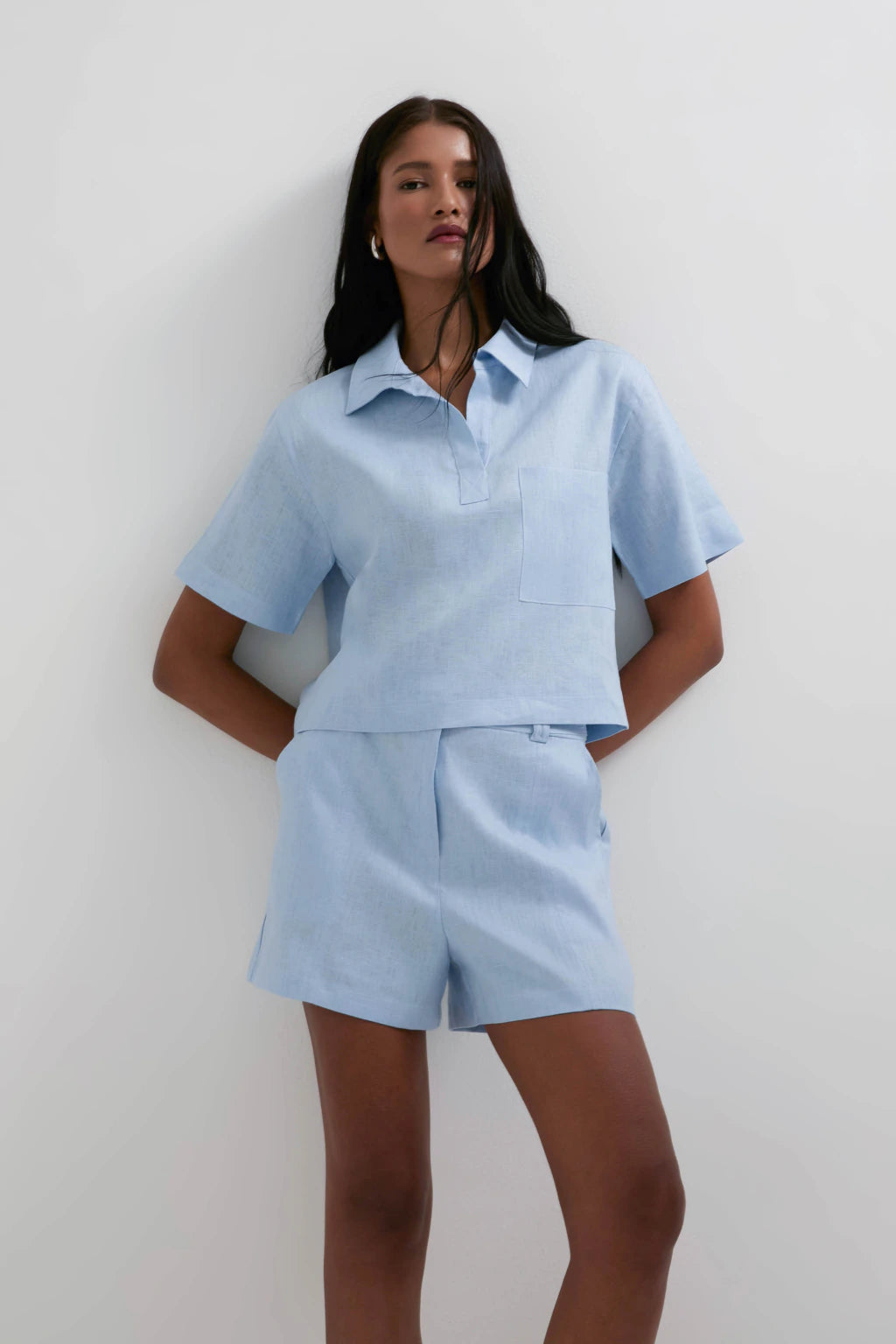 Pure Linen Summer Set Baby Blue