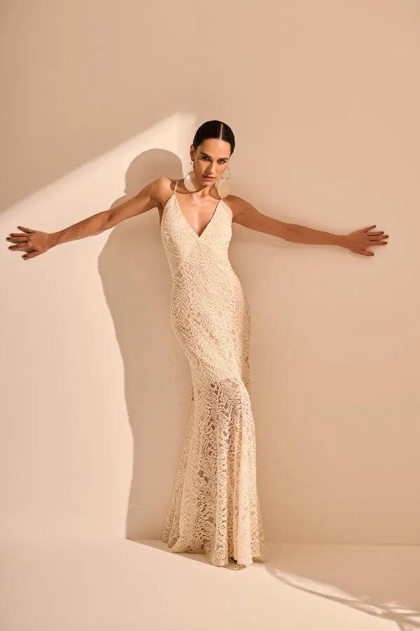 Elisangela Laces Off White Long Dress