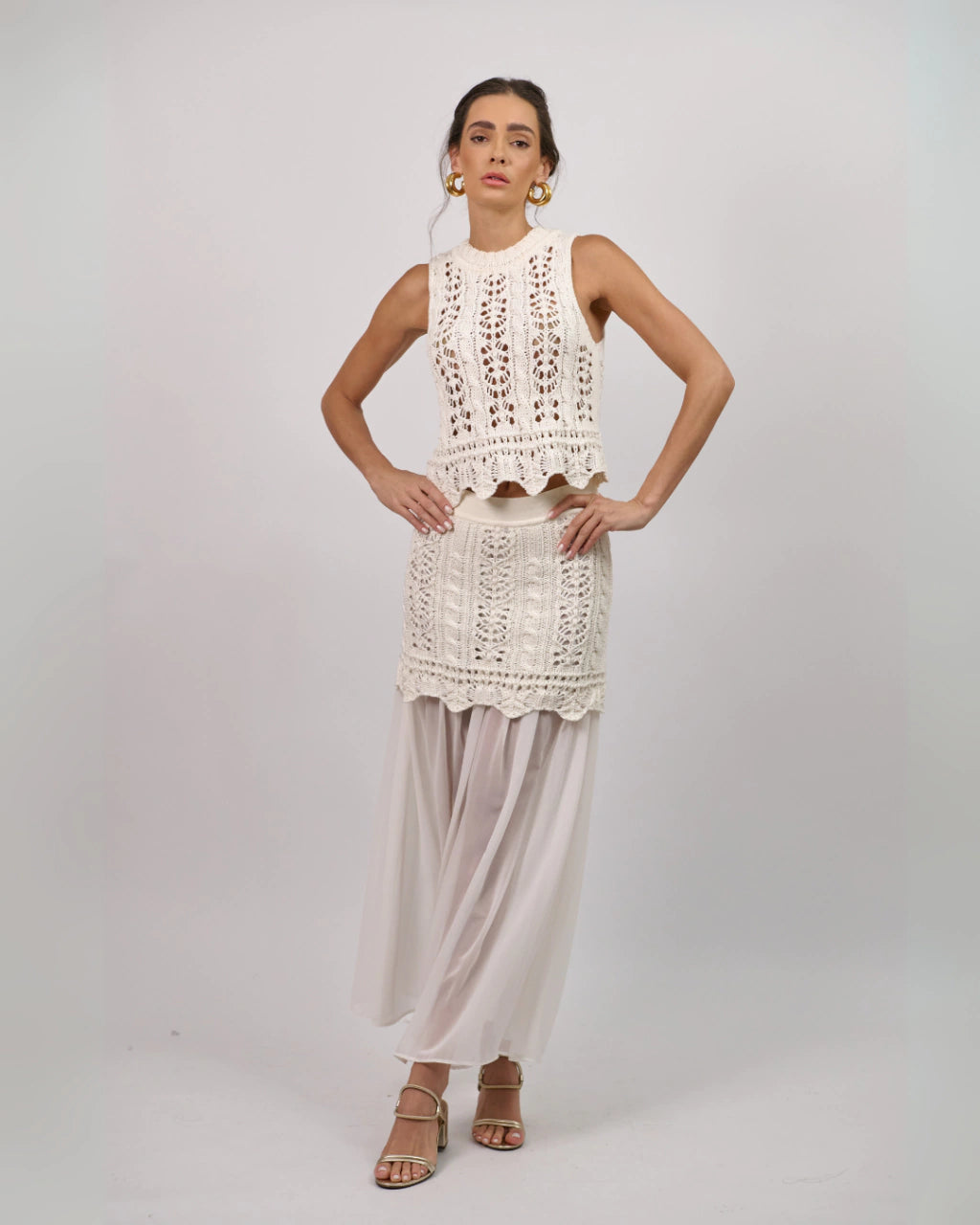 CCP Virginia White Midi Skirt
