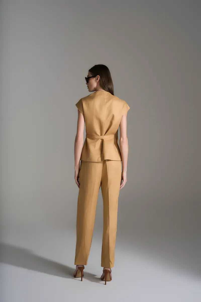 Mustard Light Linen Tailored Wrapped Set