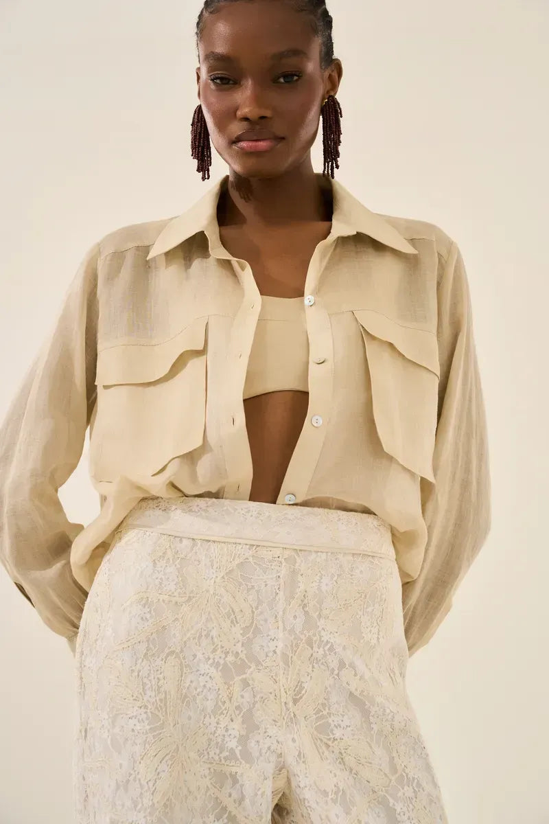 Natural Raw Rami Maxi Shirt with Top