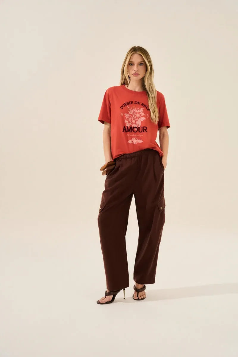 T-SHIRT AMOUR - Terracota