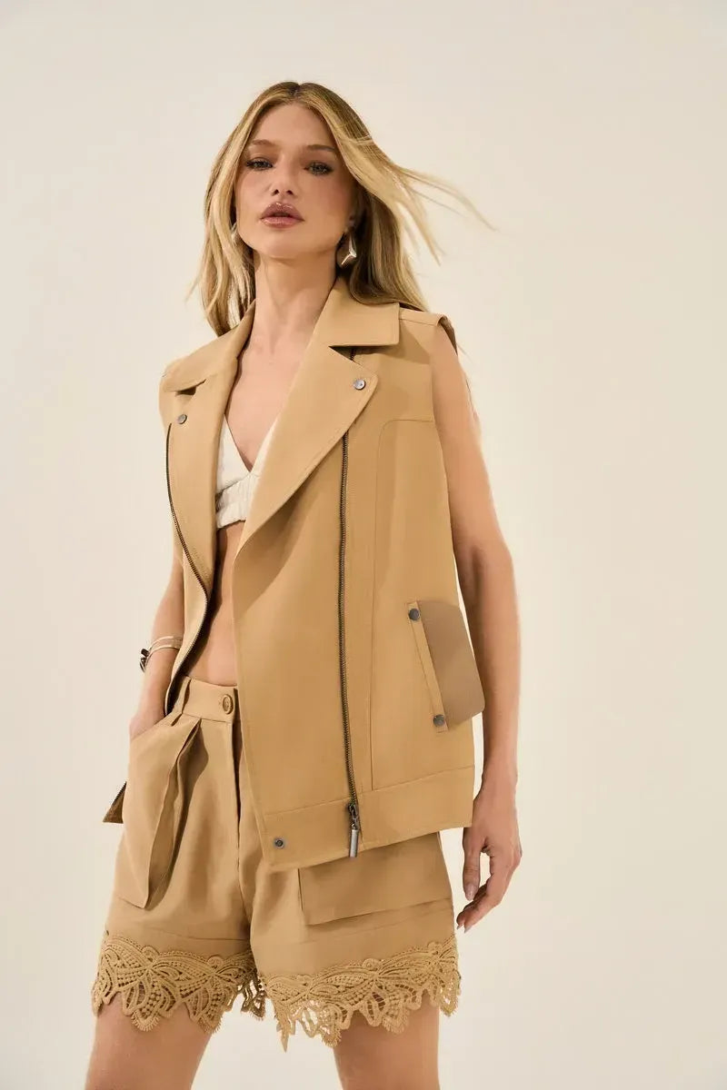 Modern Tailored Vest with Leather