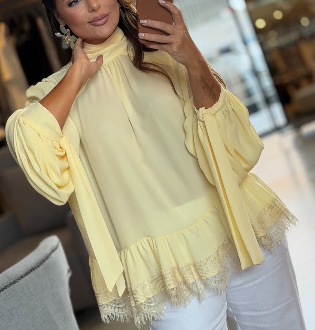 Vanilla Lace Details Blouse