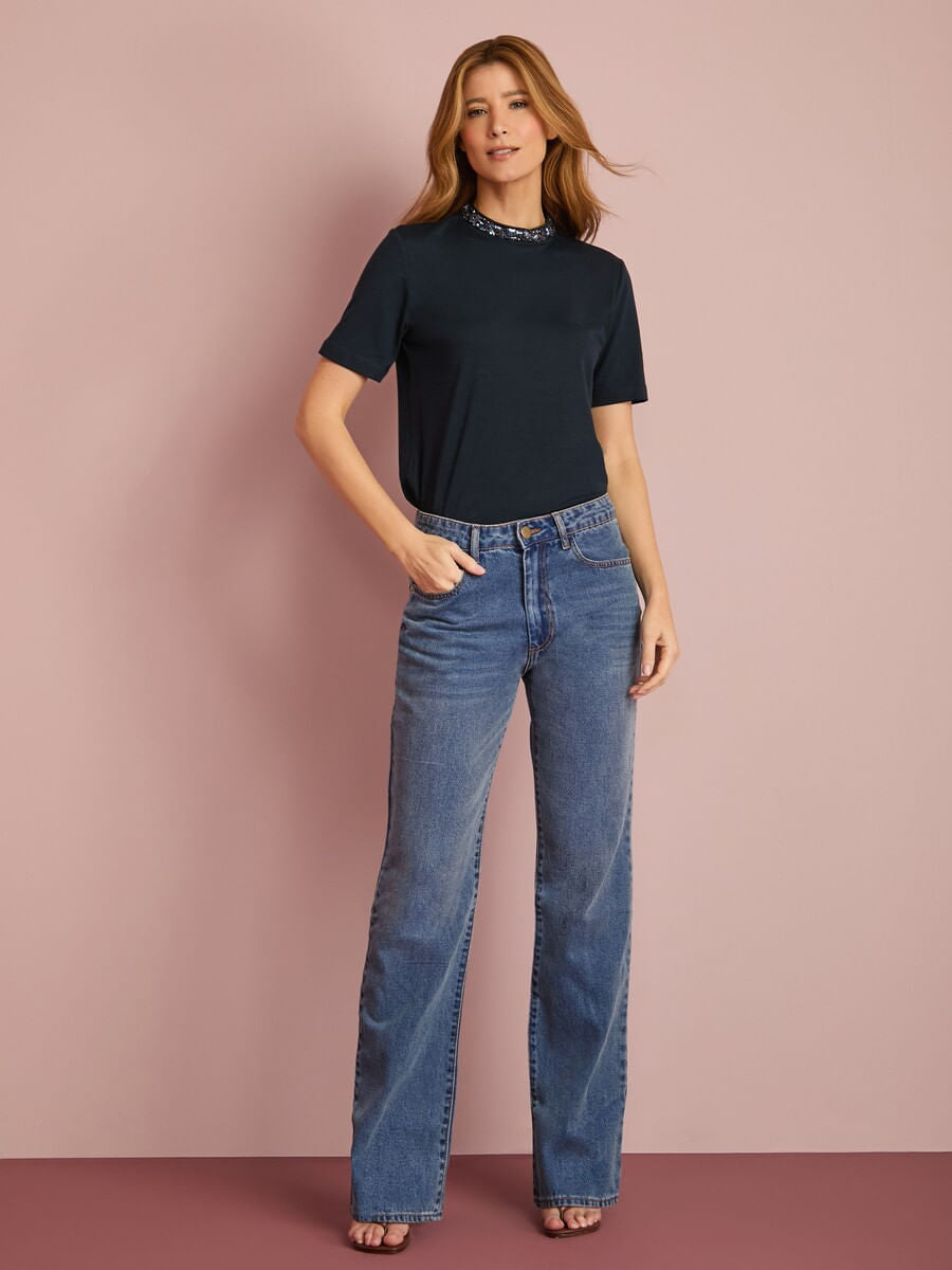 Straight Jeans with Slit Hem Anne Fernandes side