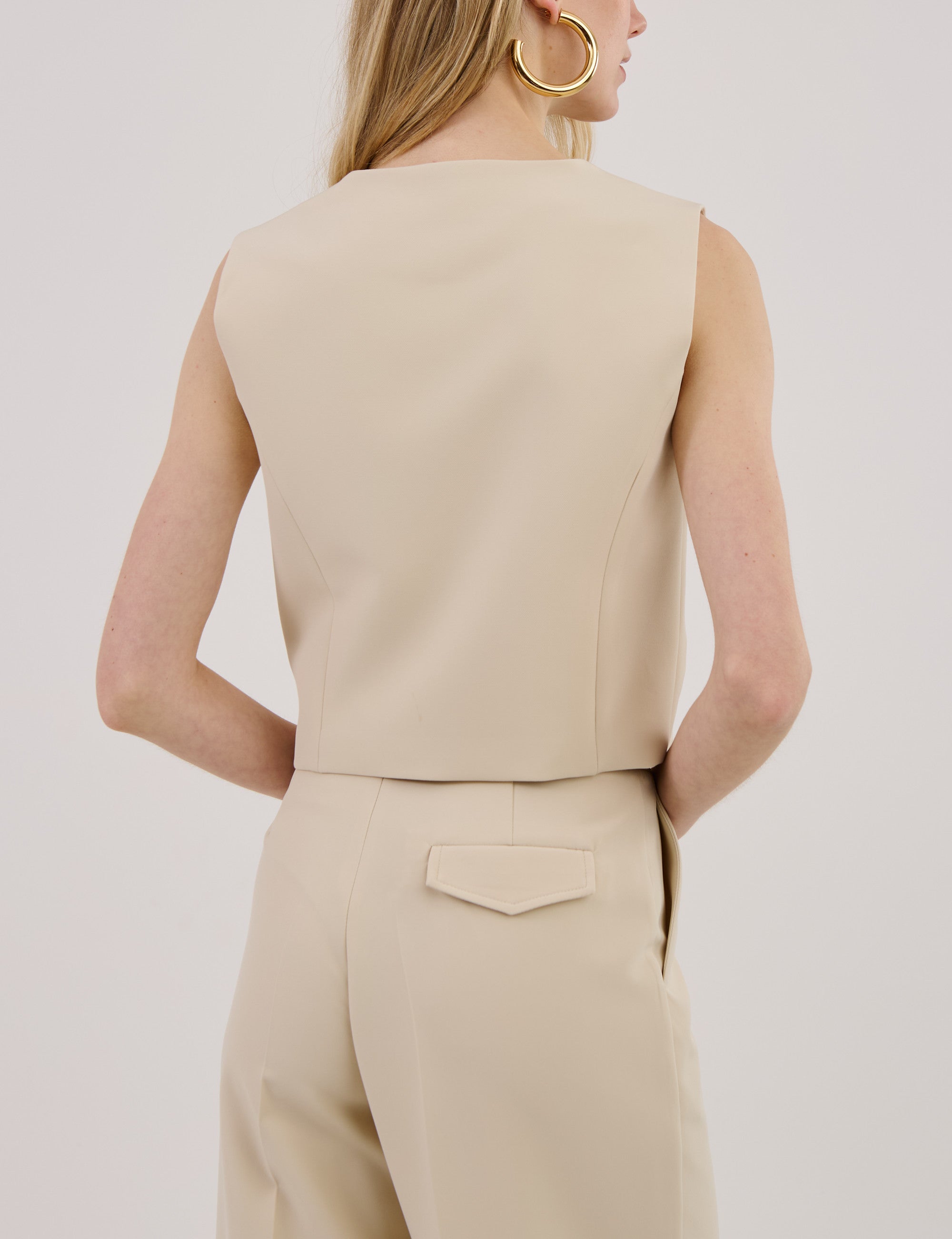 Tailored Twill Short Vest Sage