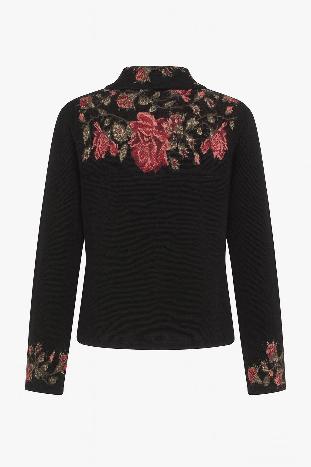Adriana Floral Jacquard Knit Cardigan Black