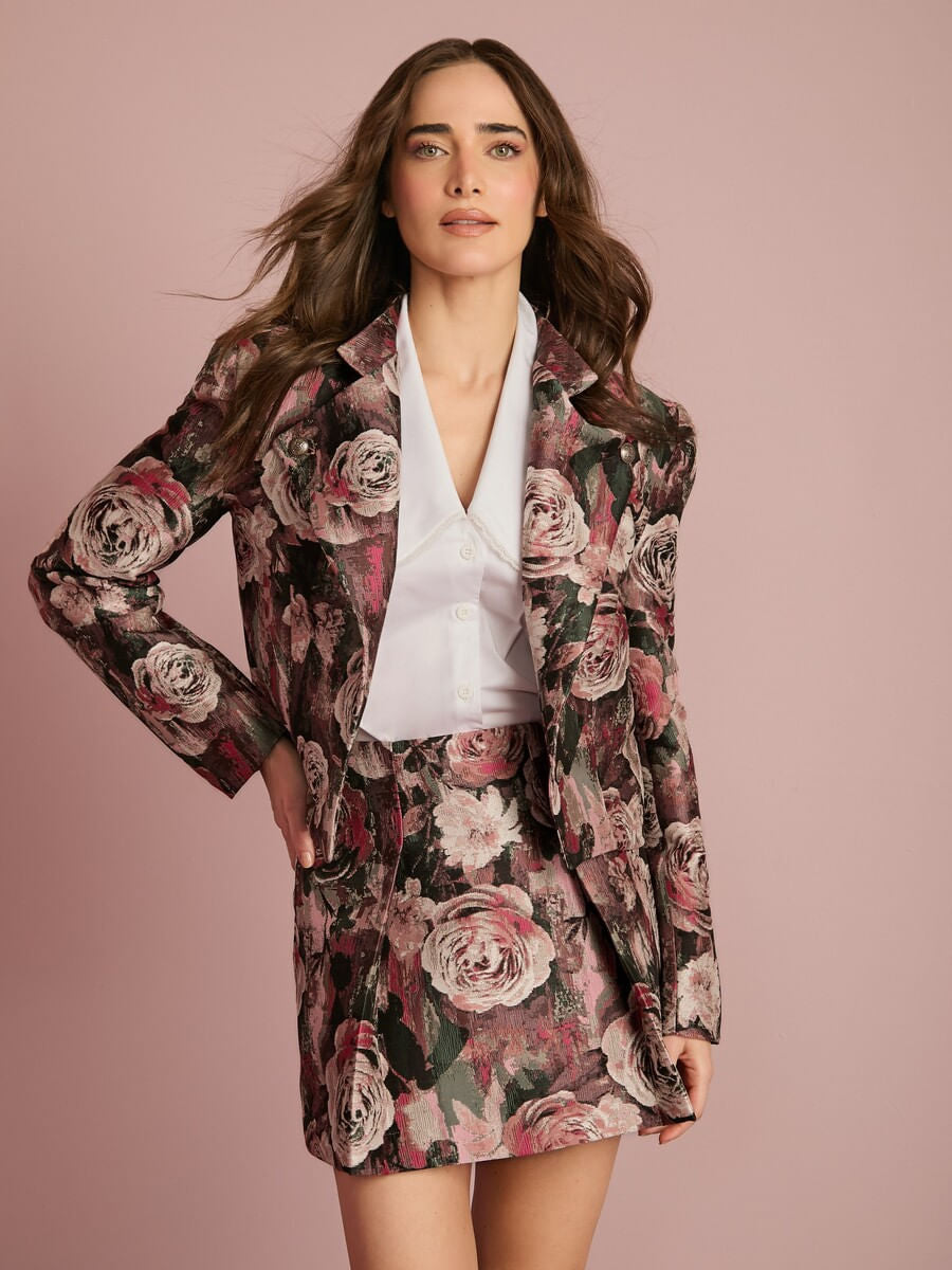 Collab Carol Toledo Floral Jacquard Mini Skirt Anne Fernandes look 3