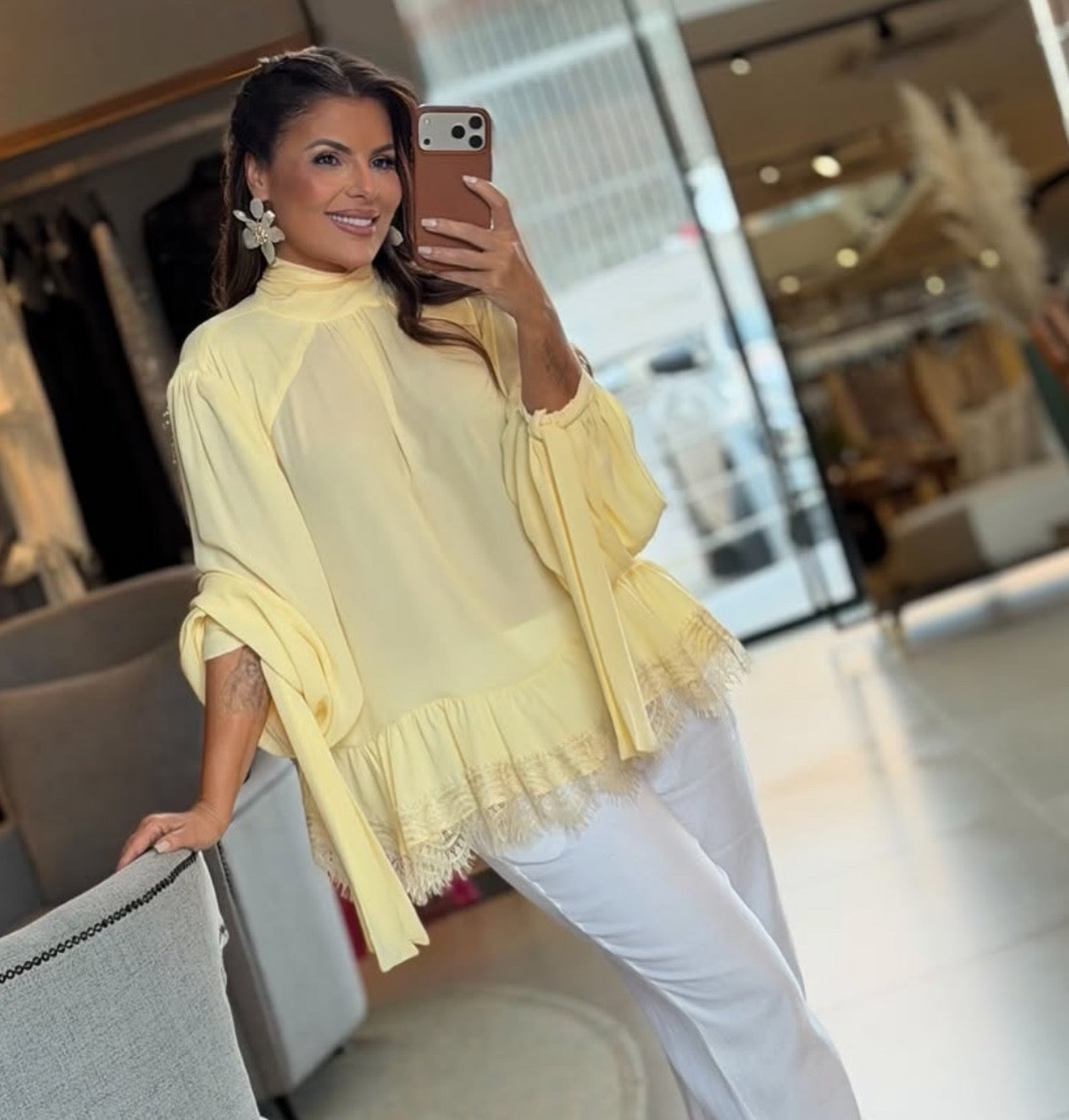 Vanilla Lace Details Blouse