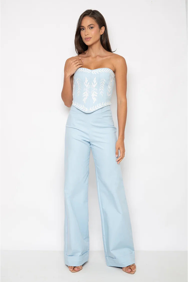 Elida Wide Leg Baby Blue Trousers