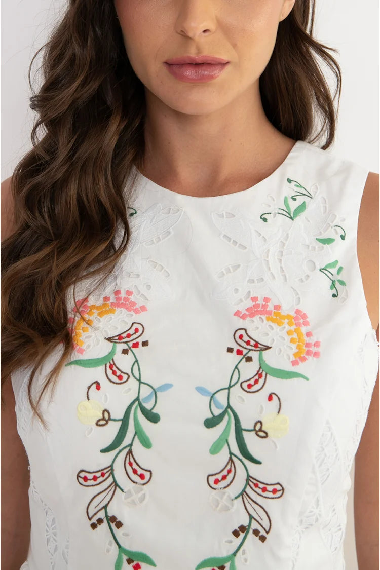 Lorena Peplum Embroidered Top