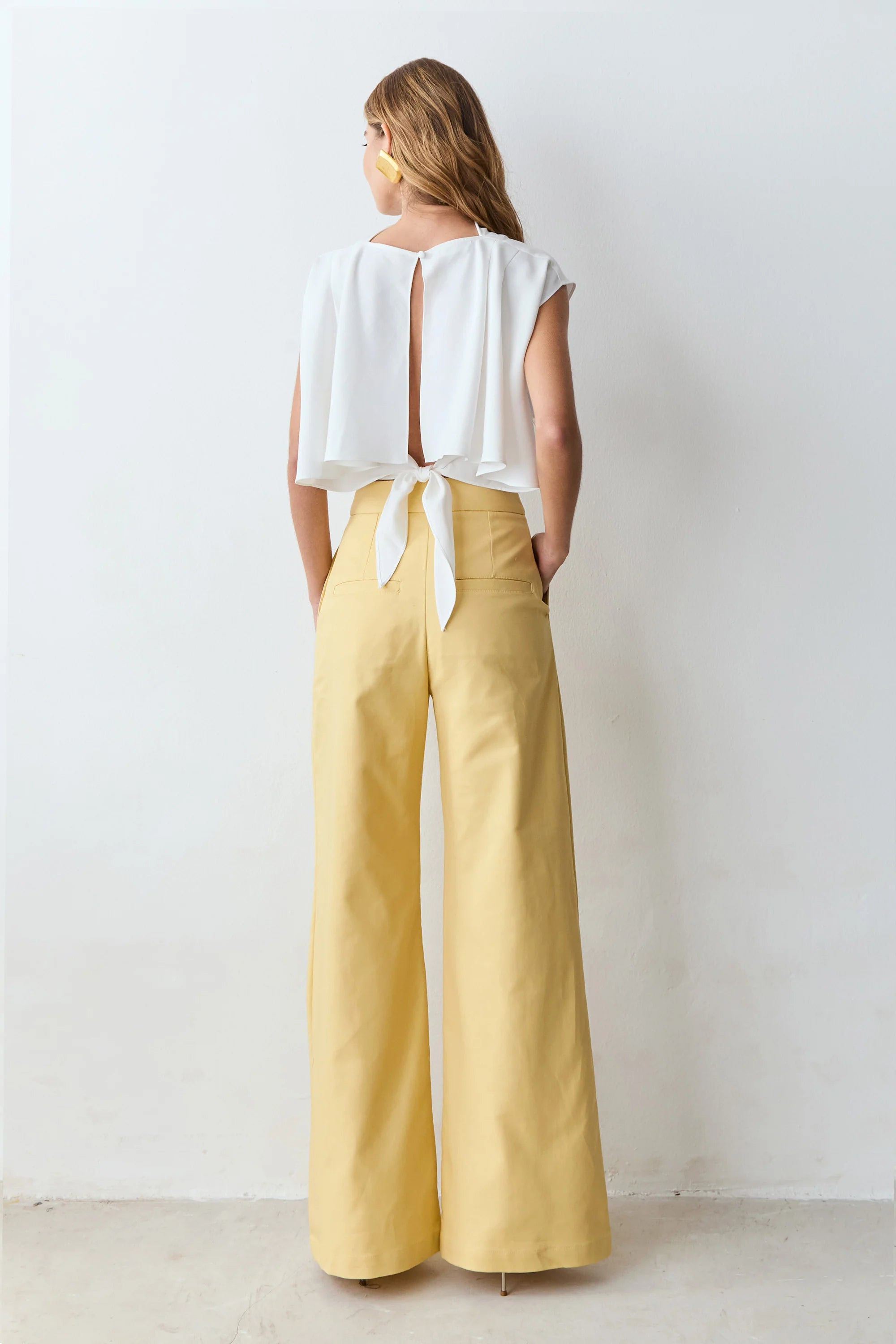 Yellow Compact Cotton Trousers