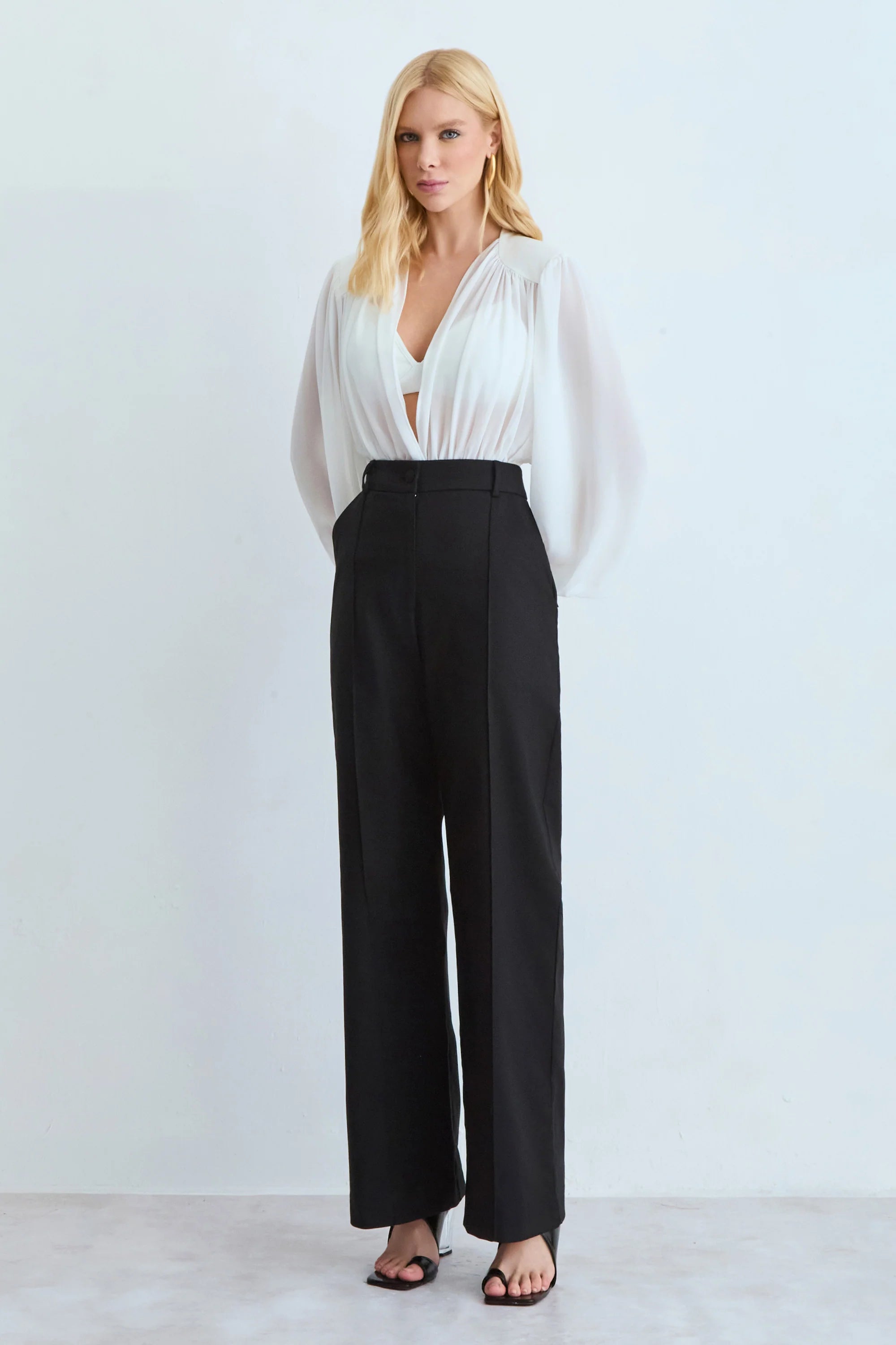 Black Compact Cotton Trousers